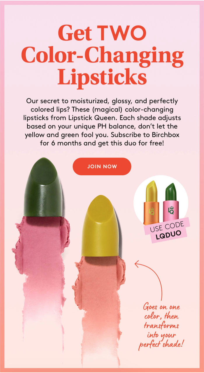 Birchbox Coupon – FREE Lipstick Queen Duo With Subscription