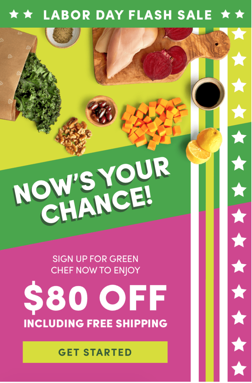 Green Chef Labor Day Sale – Save $80 Off Your First Four Boxes!