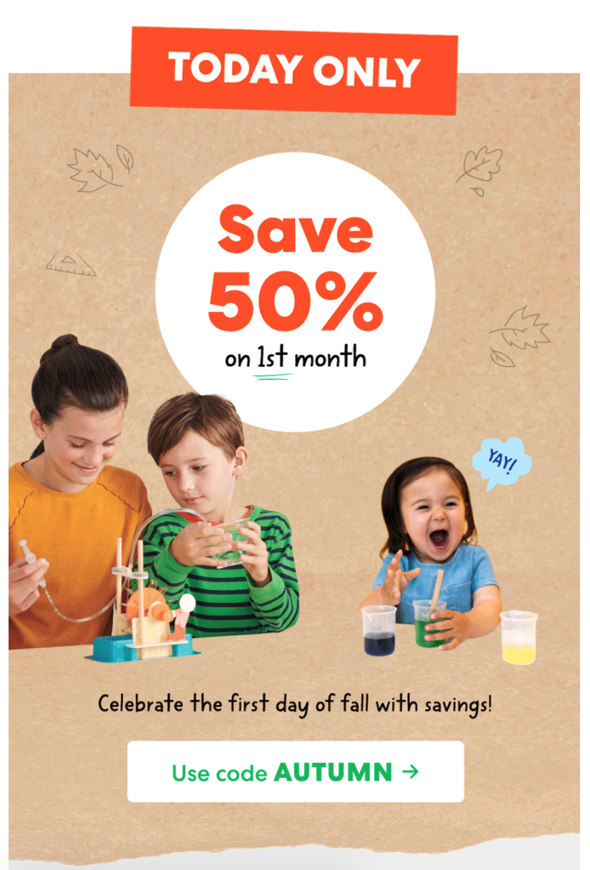 Today Only! KiwiCo Flash Sale – 50% Off Your First Box!