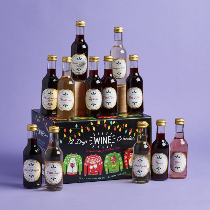 Sip & Savor Holiday Wine Advent Calendar with wines on display