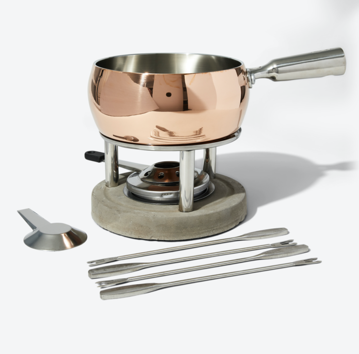 copper fondue set with skewers