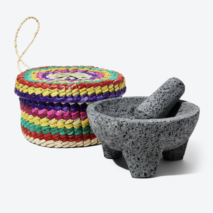 molcajete with tortilla basket