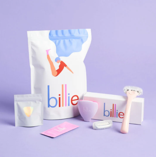 Picture of intro kit for Billie, a personal care company, focused primarily on razors