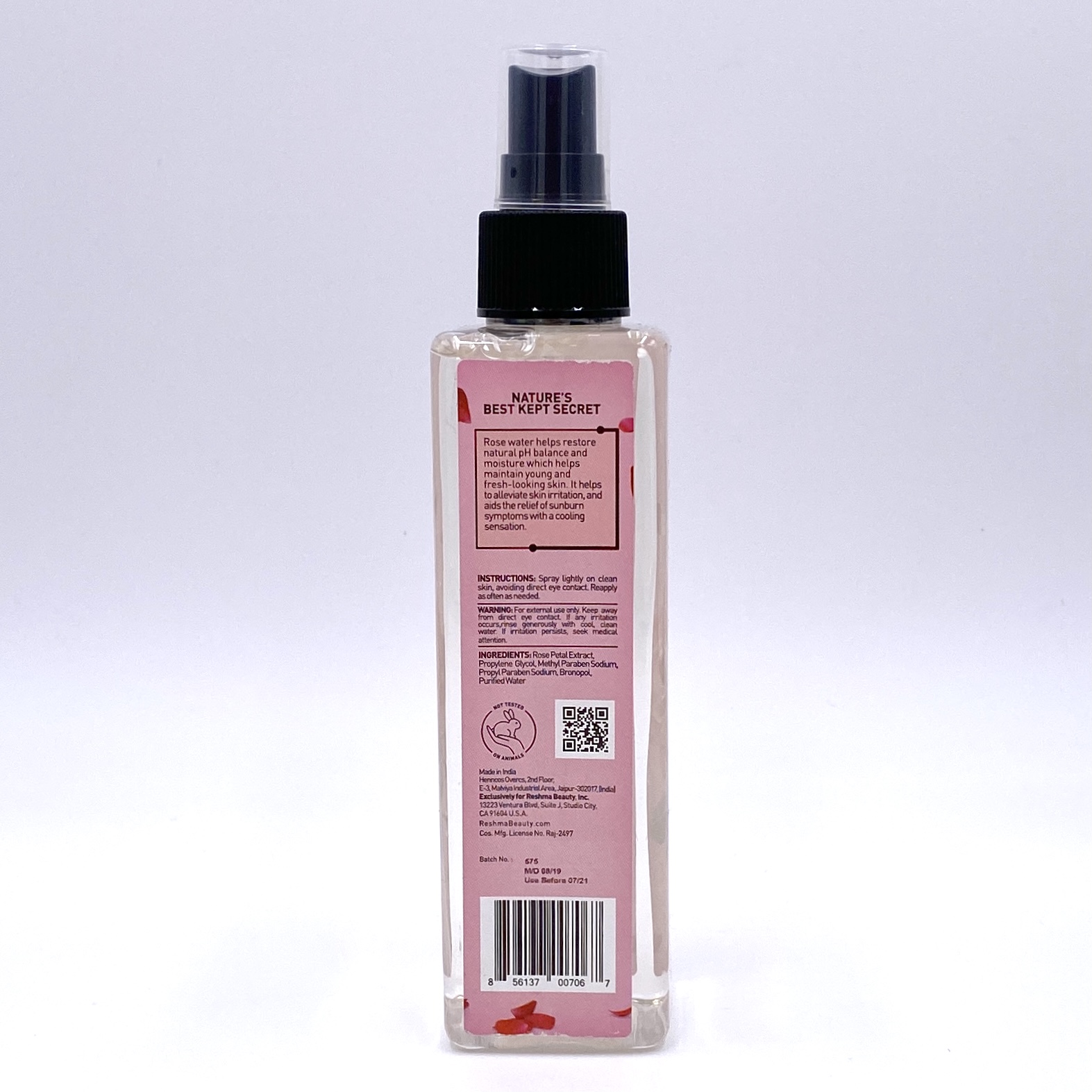 Reshma Beauty Rose Water Toner Back for Cocotique October 2020