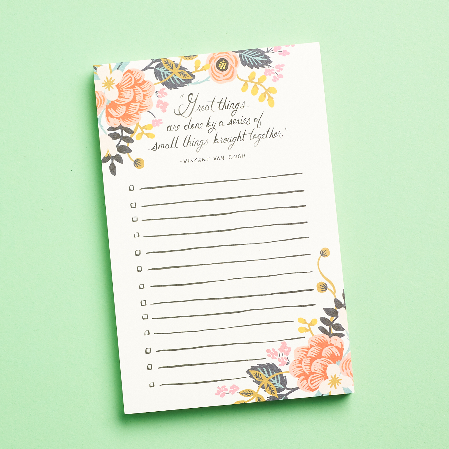 Paper Source Winter 2020 list-making notepad