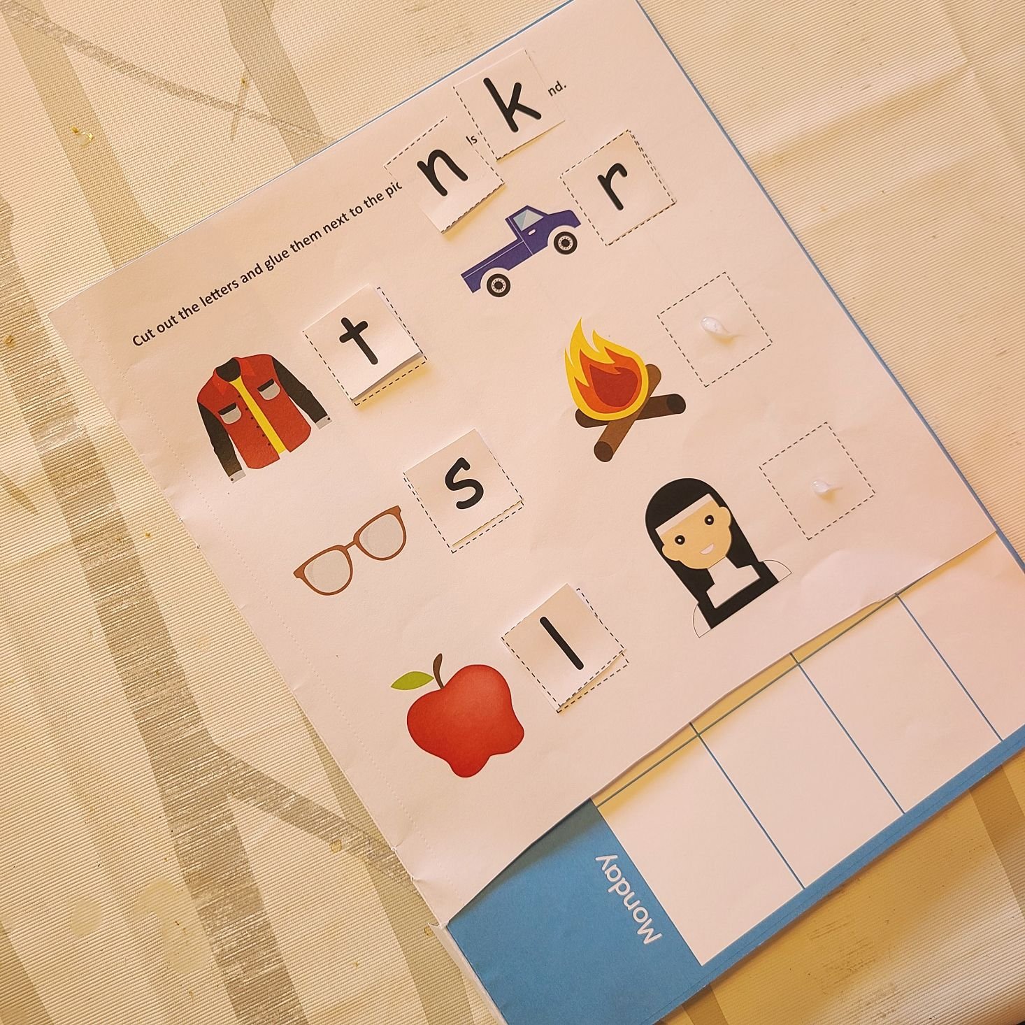 Preschool Box October 2020 first letter activity