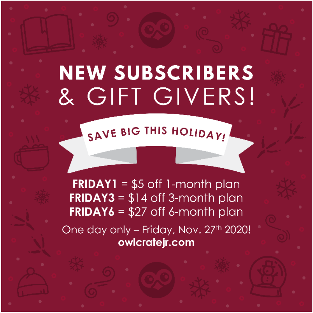 OwlCrate Jr Black Friday Deal – Up To $27 Off Subscriptions!