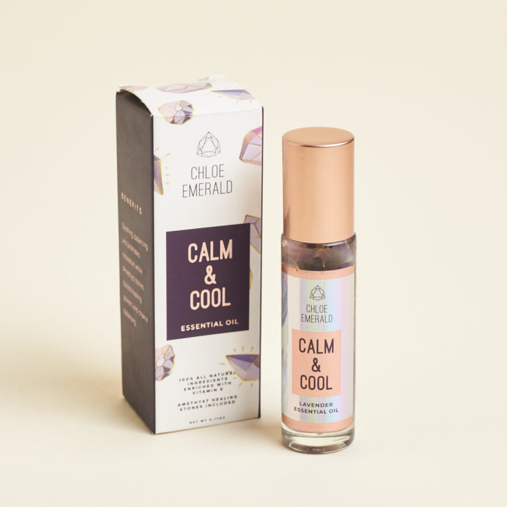 Chloe Emerald Calm & Cool Lavender Essential Oil box and rollerball