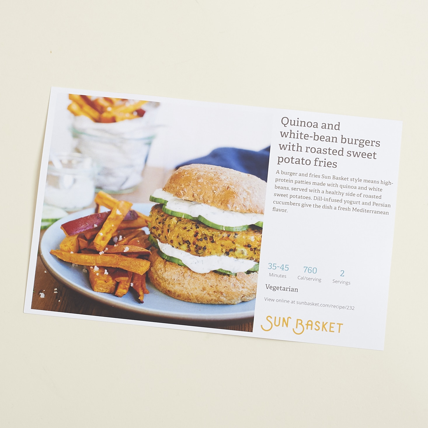 Sun Basket Menu Card Example