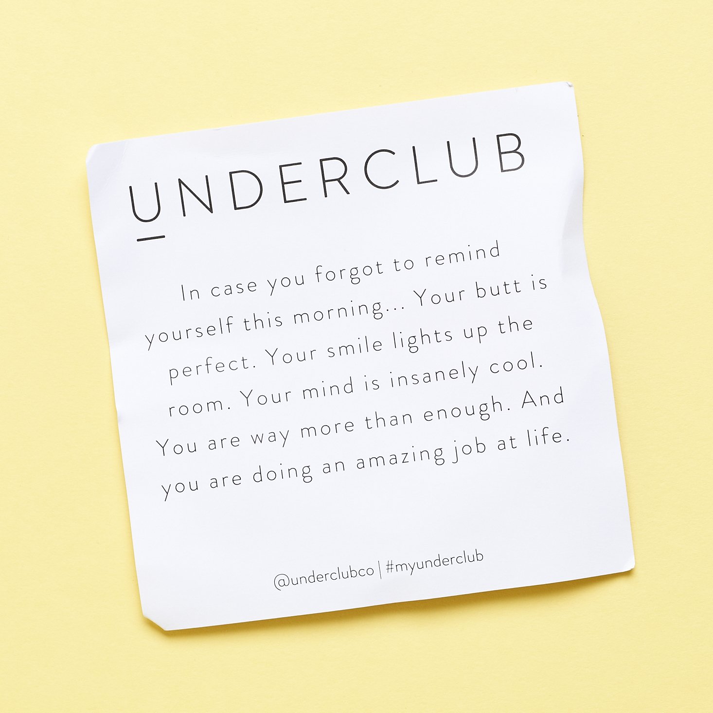 Underclub welcome card