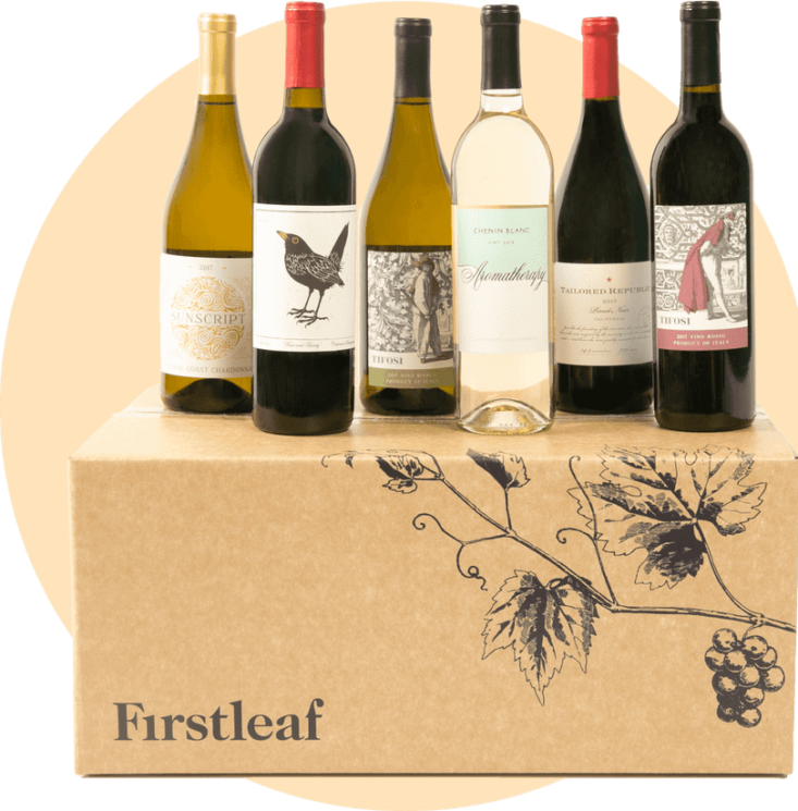 firstleaft wine box with six wines sitting on top