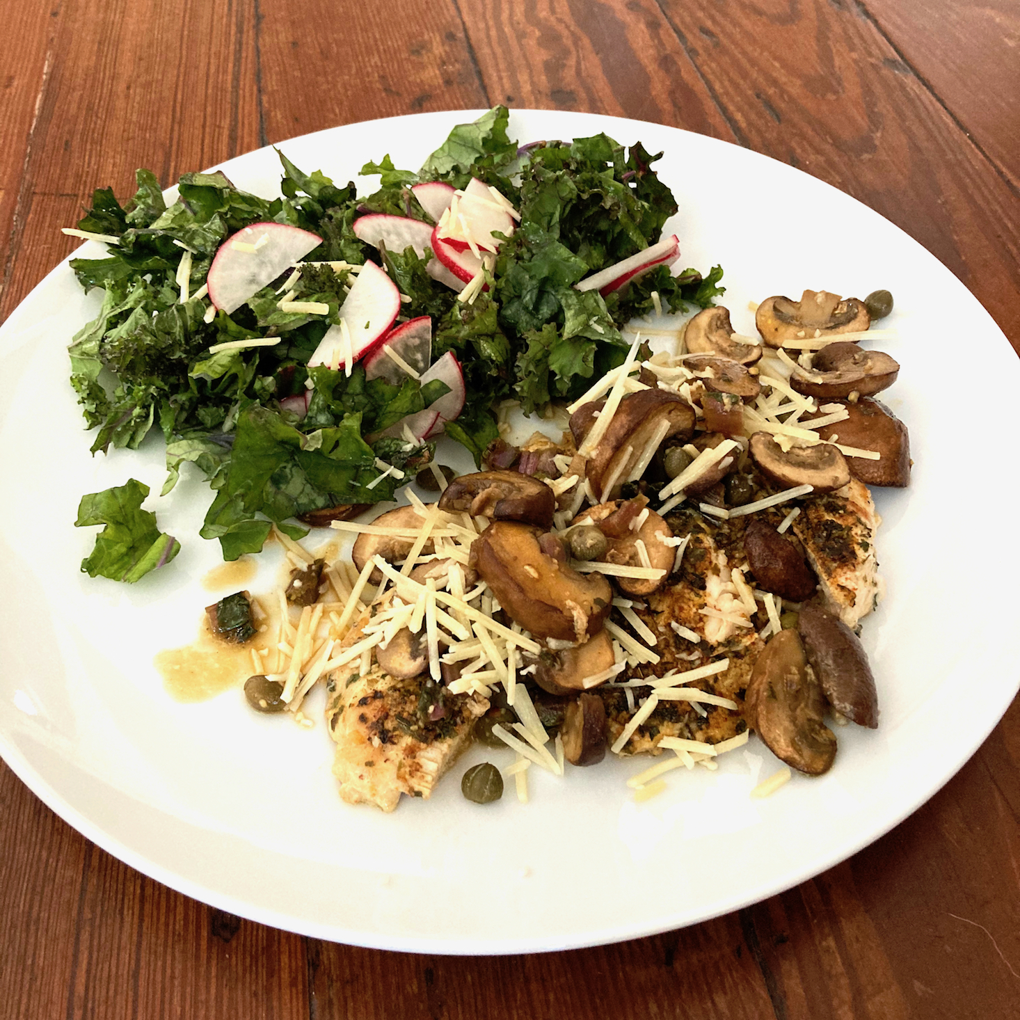 Chicken with Mushroom and Caper Sauce Plated