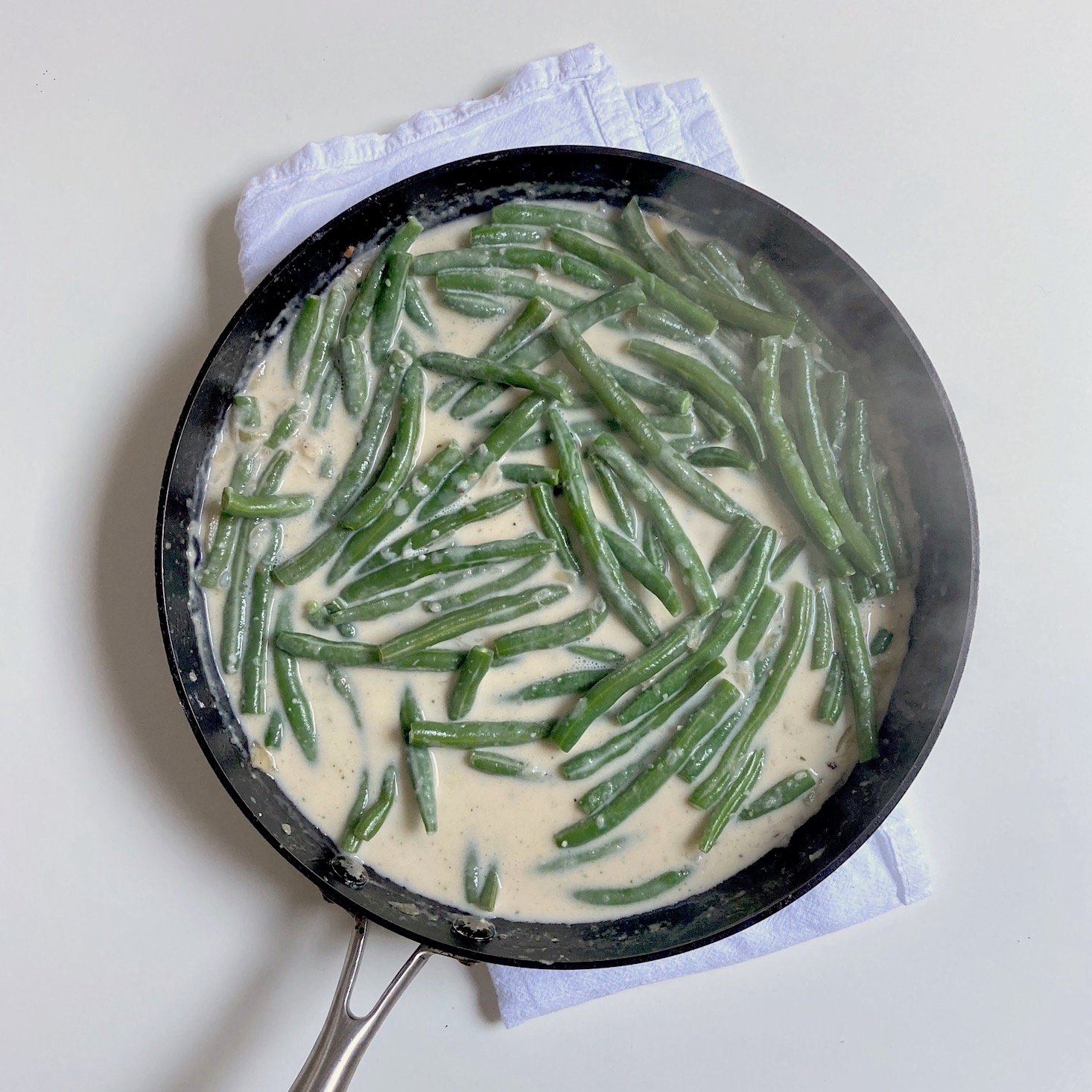 Beans with cream sauce added.