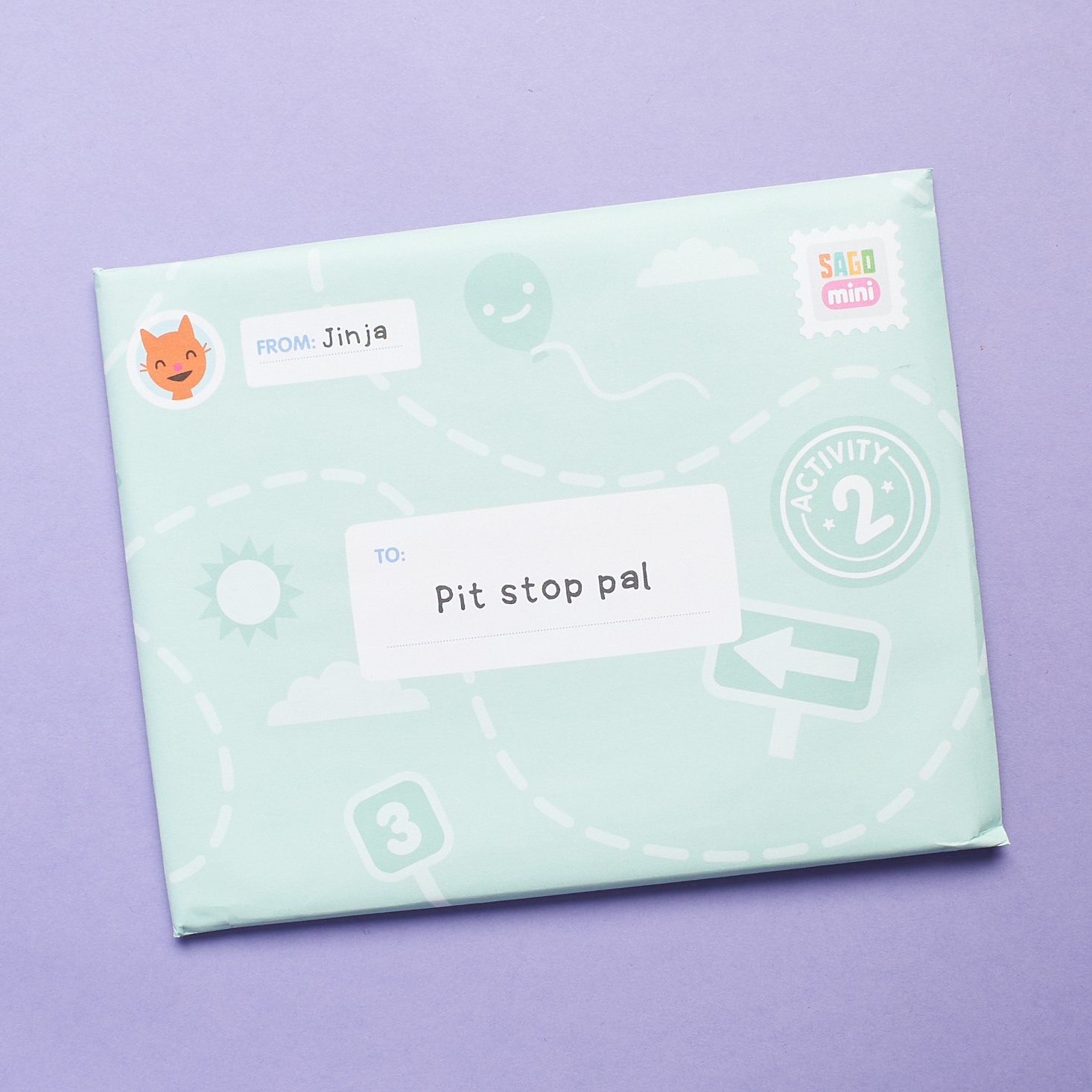 Sago Mini December 2020 pit stop pal activity envelope