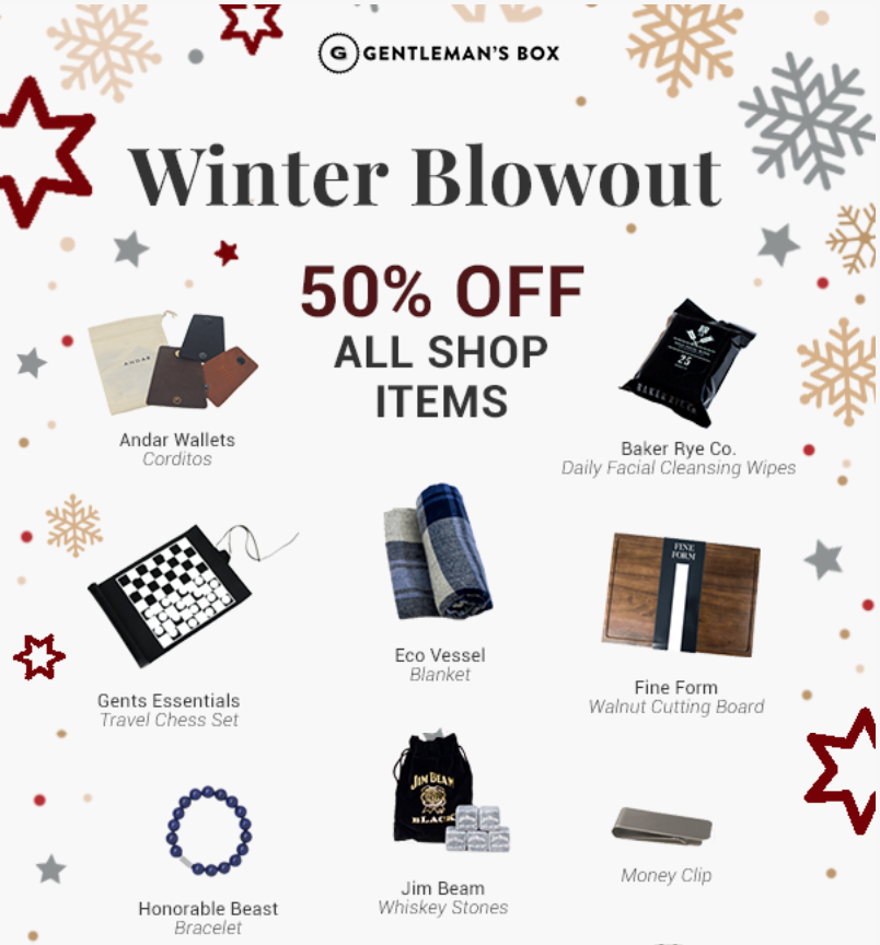 Gentleman’s Box Sale – 50% Off Shop Purchases!