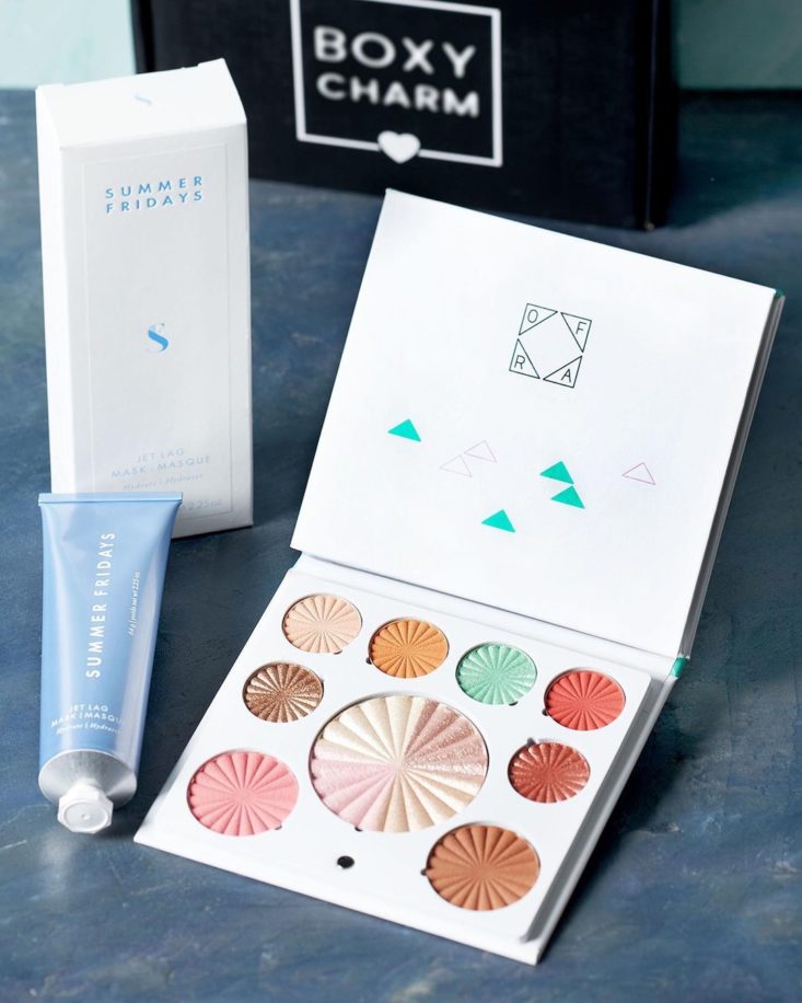 BoxyCharm Premium Summer Fridays Jet Lag Mask and OFRA cosmetics Good To Go Mini Mix Palette