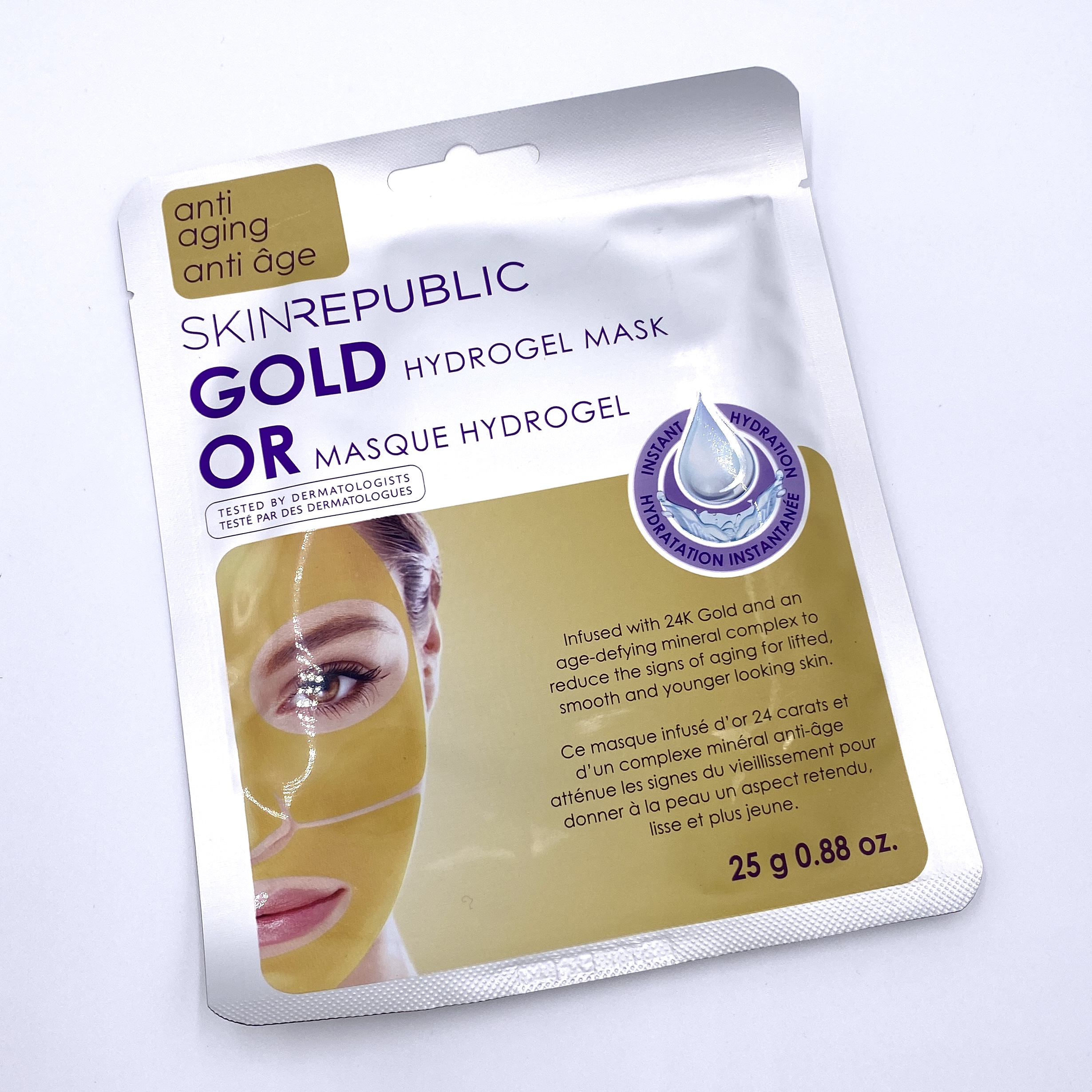Skin Republic Gold Hydrogel Face Mask Front for Cocotique January 2021