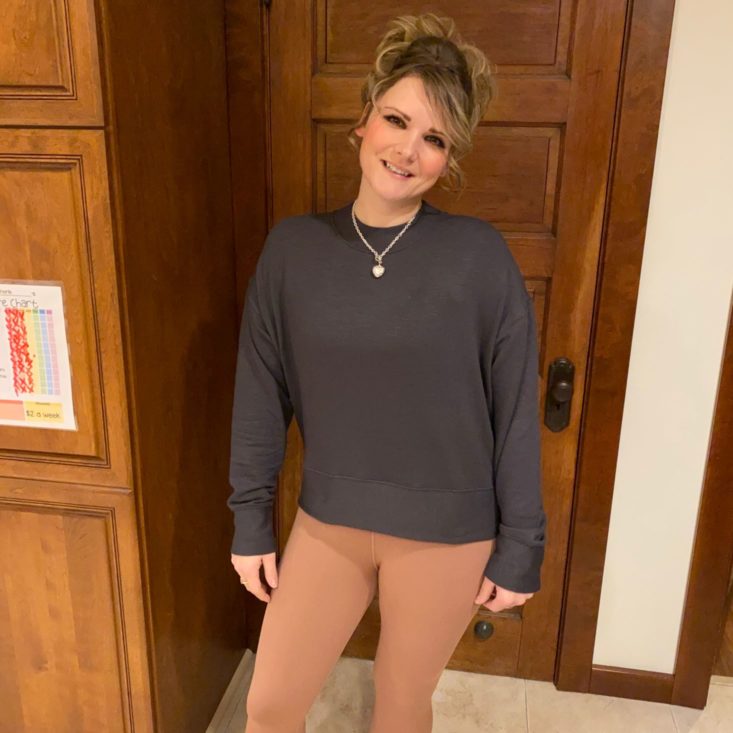 Becca wearing an outfit from Fabletics.