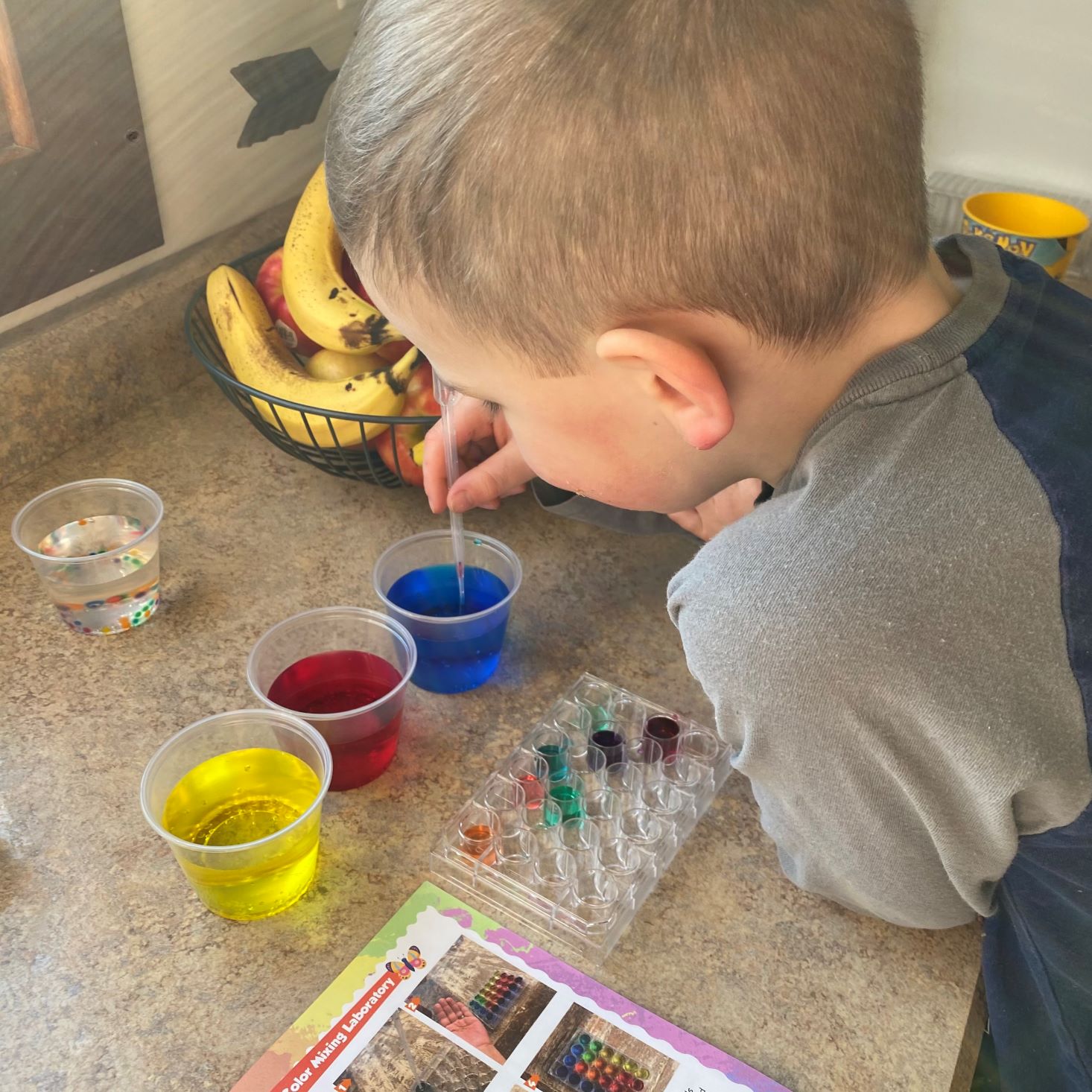 Little boy doing Green Kid Crafts project