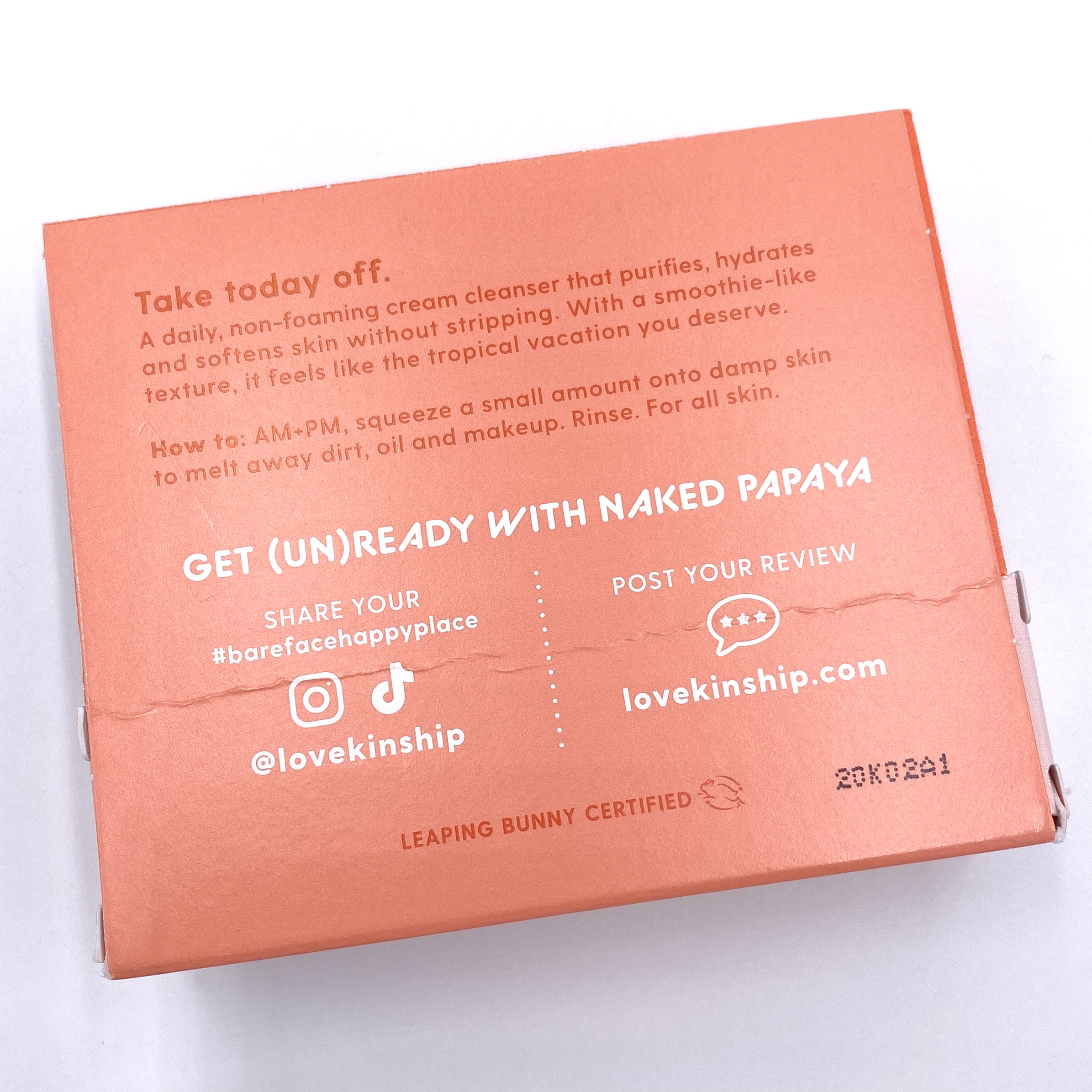 Kinship Naked Papaya Gentle Enzyme Face Cleanser Box Back for Ipsy Glam Bag January 2021