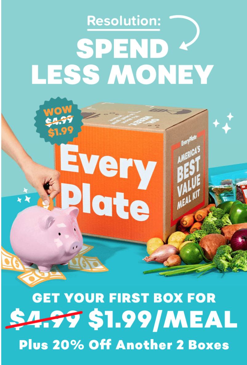 EveryPlate Sale – Save 60% Off First Box + 20% Off Next Two Boxes!