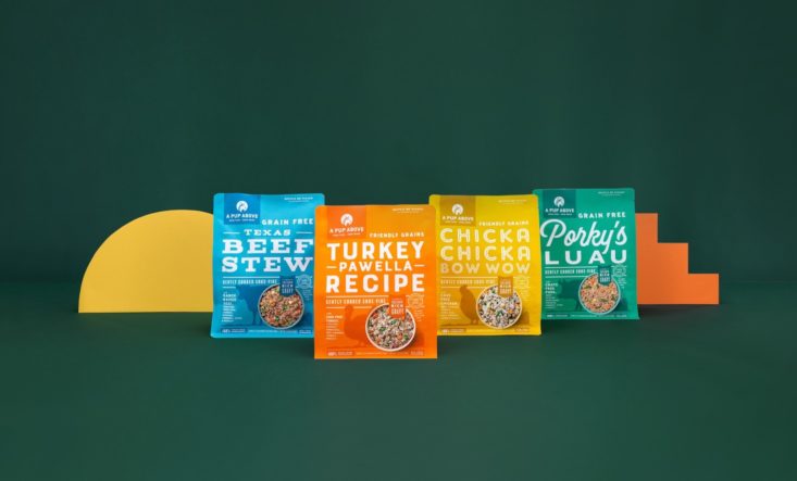 Four bags of A Pup Above fresh dog food.