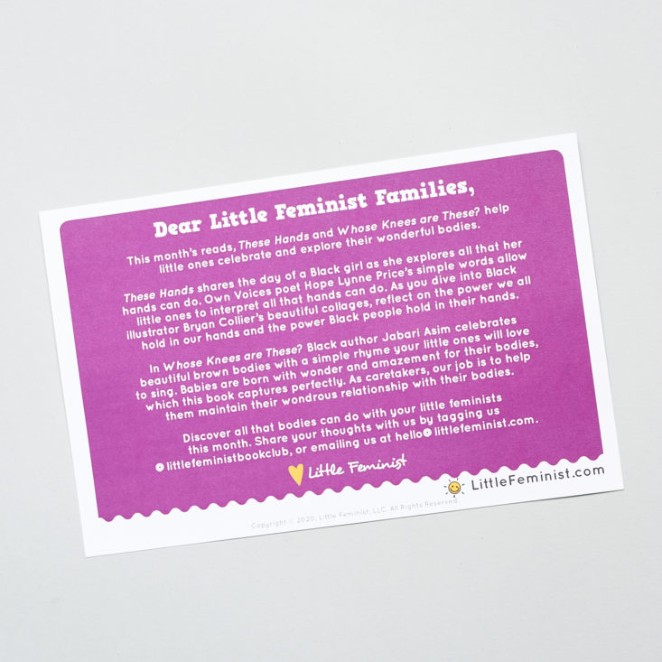 LIttle Feminist January 2021 monthly letter to families