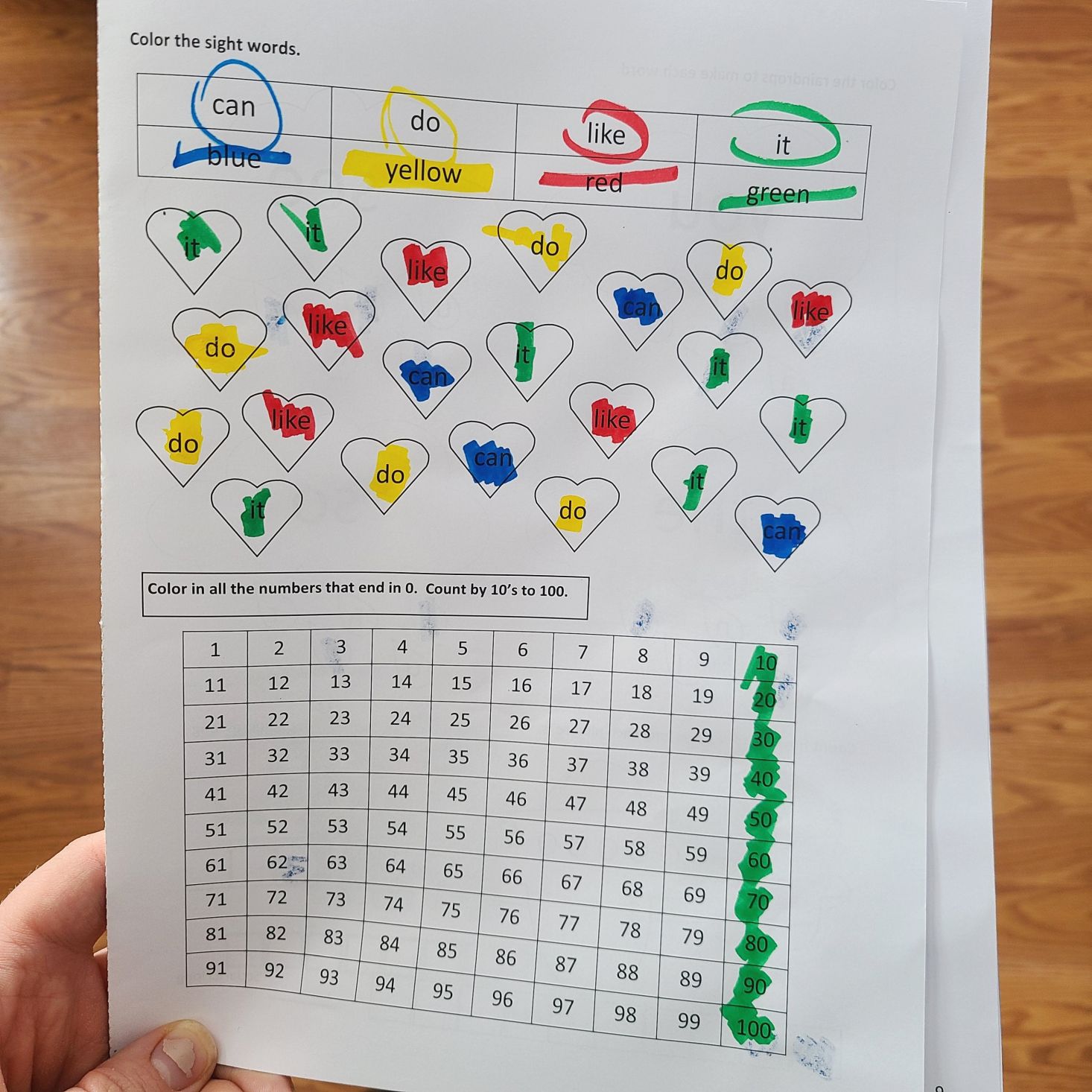 Preschool Box January 2021 completed worksheet 3