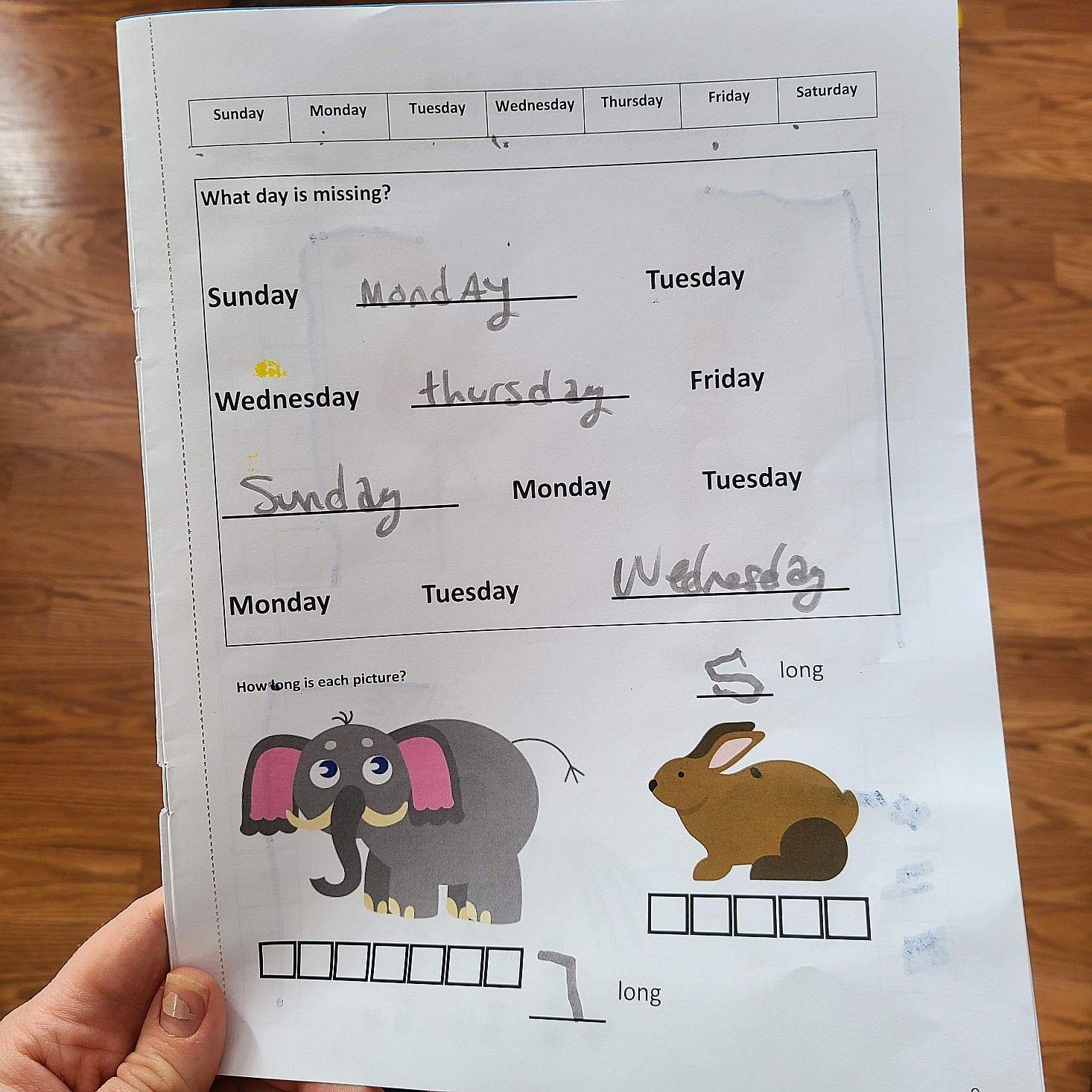 Preschool Box January 2021 completed worksheet 5