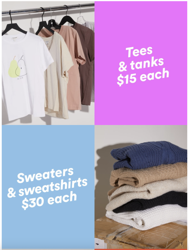 Frank and Oak Tees and Tanks for $15, Sweaters and Sweatshirts for $30