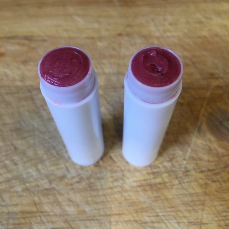 My completed Shiny Pink Lip Balm DIY from Simply Earth March 2021