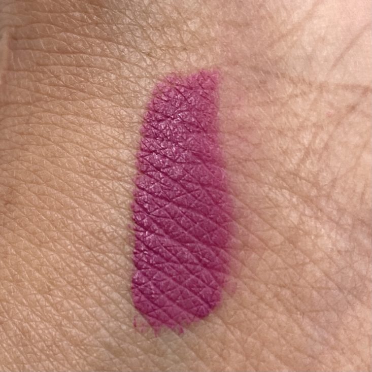 Model Rock Cosmetics Rock Chic Liquid Lipstick Swatch for The Beem Box March 2021