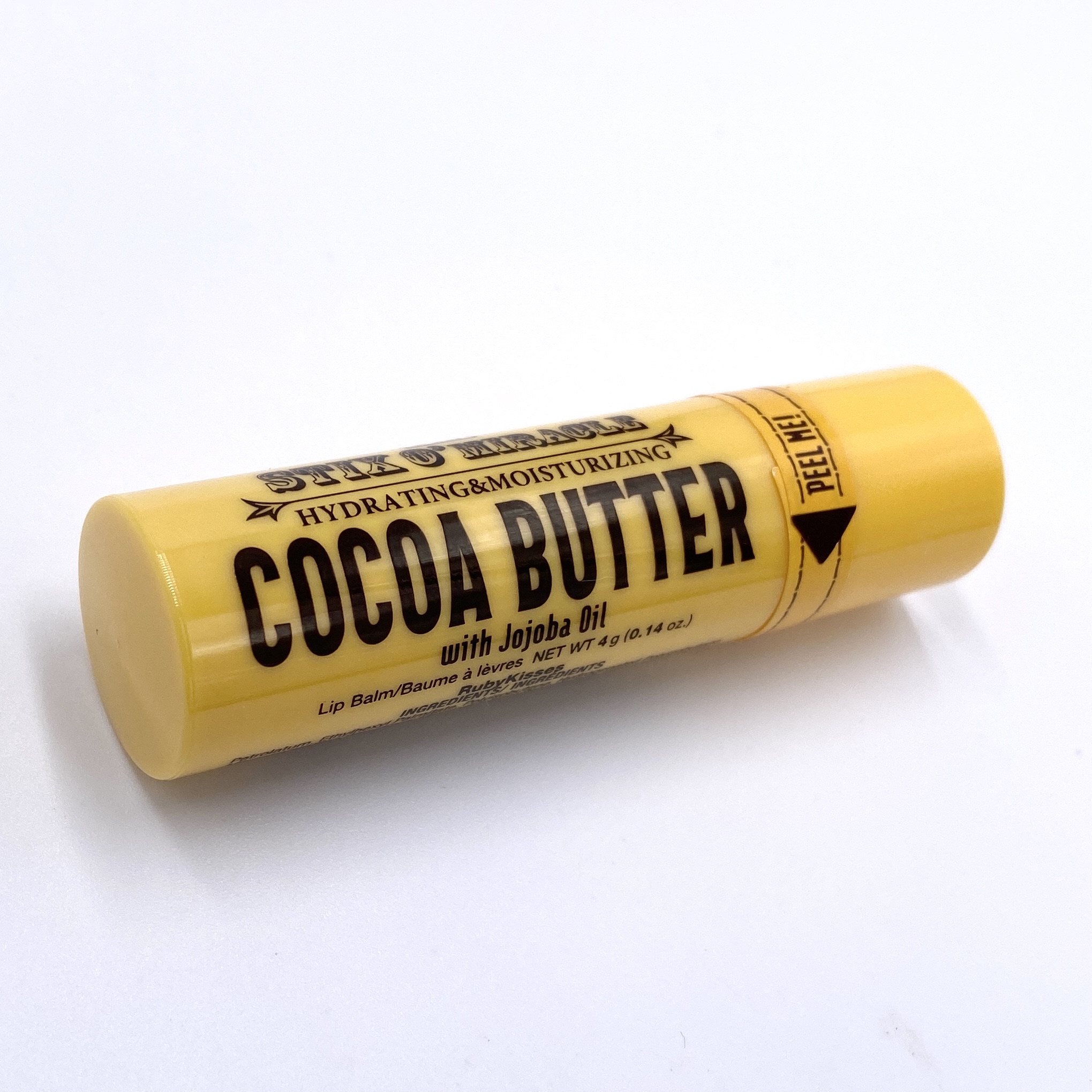 Ruby Kiss Stix O Miracle Lip Balm Cocoa Butter Front for Cocotique March 2021