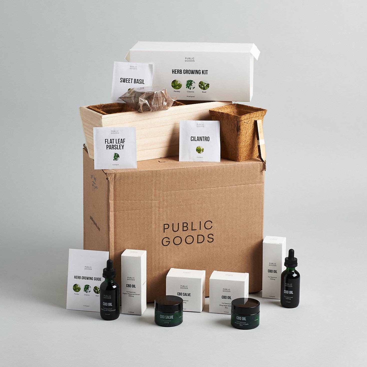 New Public Goods products: CBD and Herb-Growing Kit