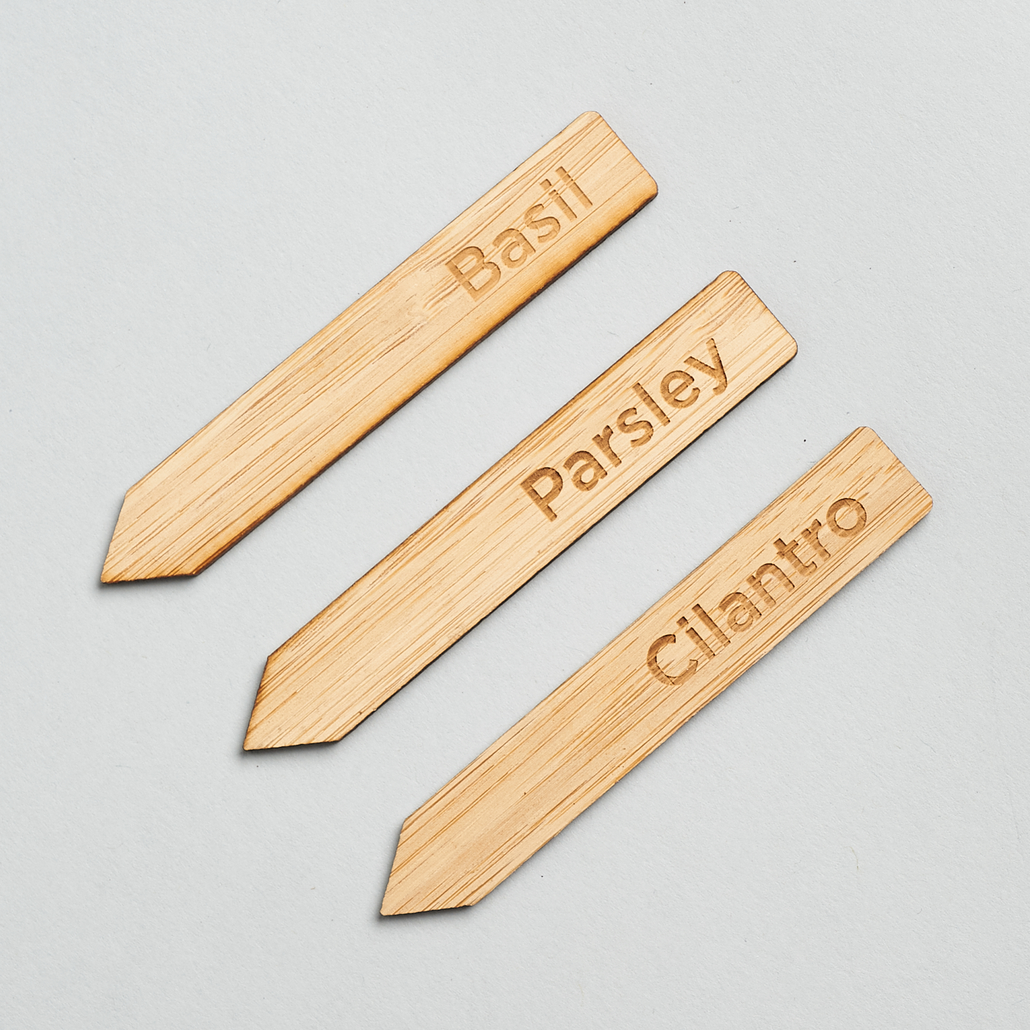 Wooden herb markers from Public Goods