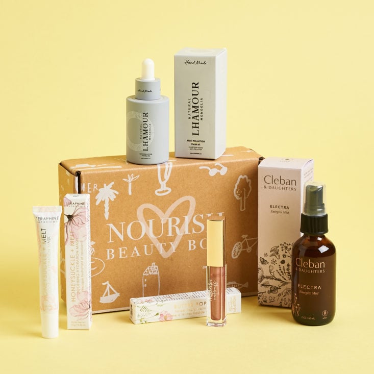 Full Contents for Nourish Beauty Box April 2021