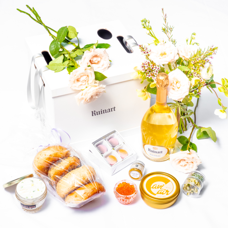 CaviAIR's Mother's Day Box with Ruinart X Black Seed Bagels