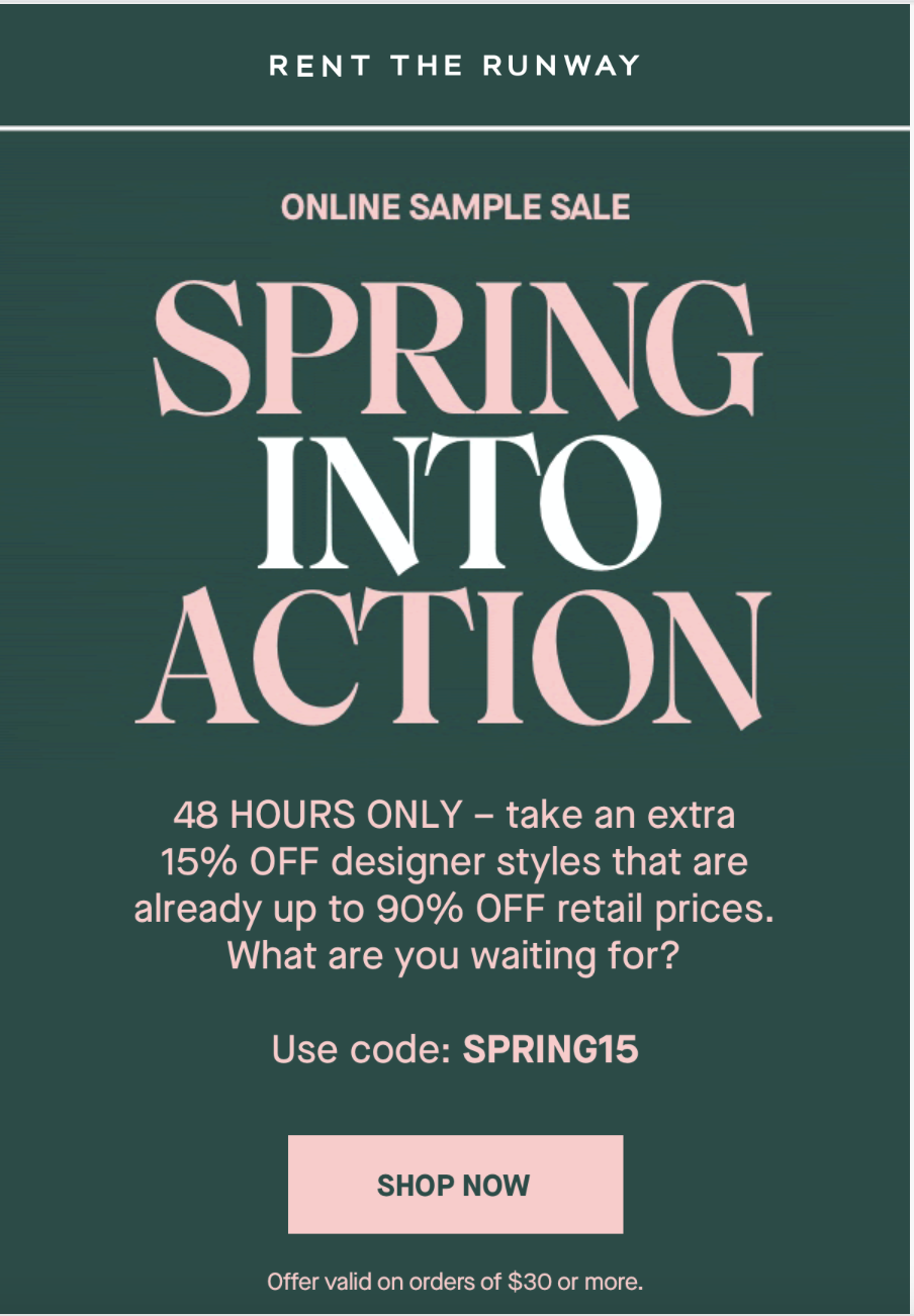 Rent the Runway Online Sample Sale + Extra 15 Off Coupon MSA