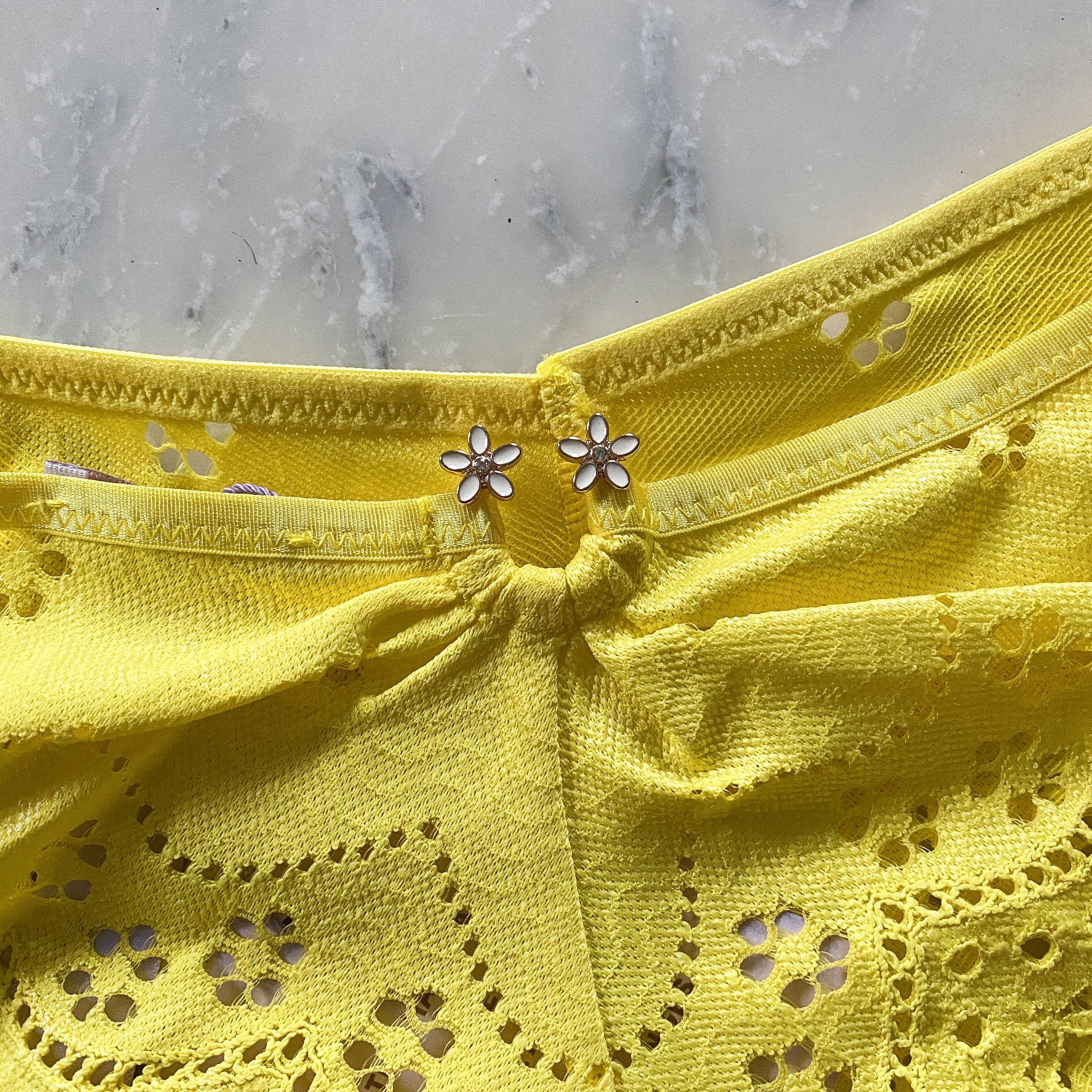 Bombshell Broderie Unlined Lace Balconette Bra in Yellow