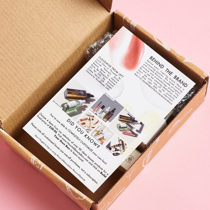 The open box from Nourish Beauty Box June 2021.