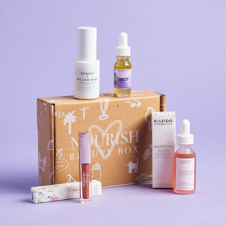 Full Contents for Nourish Beauty Box July 2021