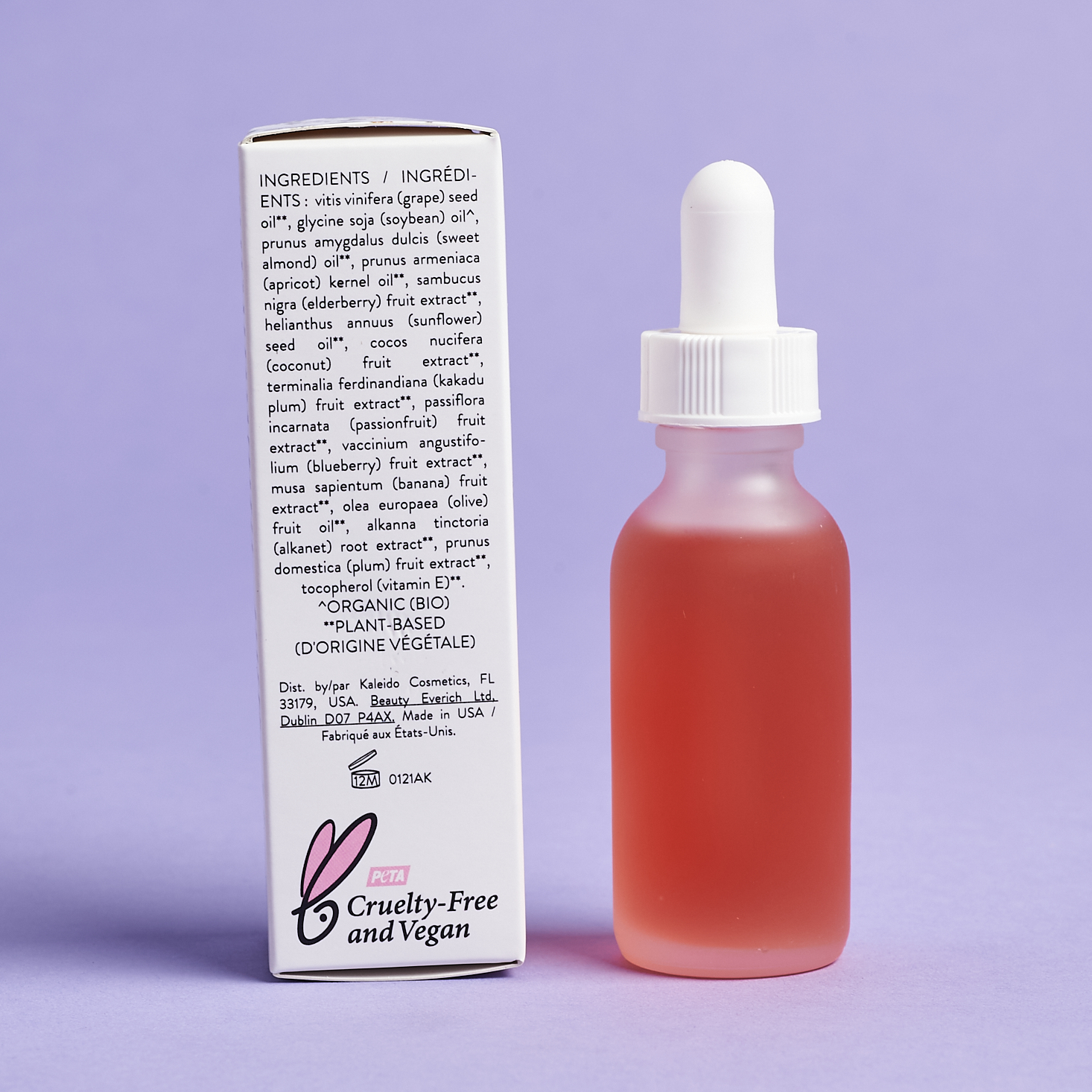 Back of Kaleido Cosmetics Rosettine Elixir for Nourish Beauty Box July 2021