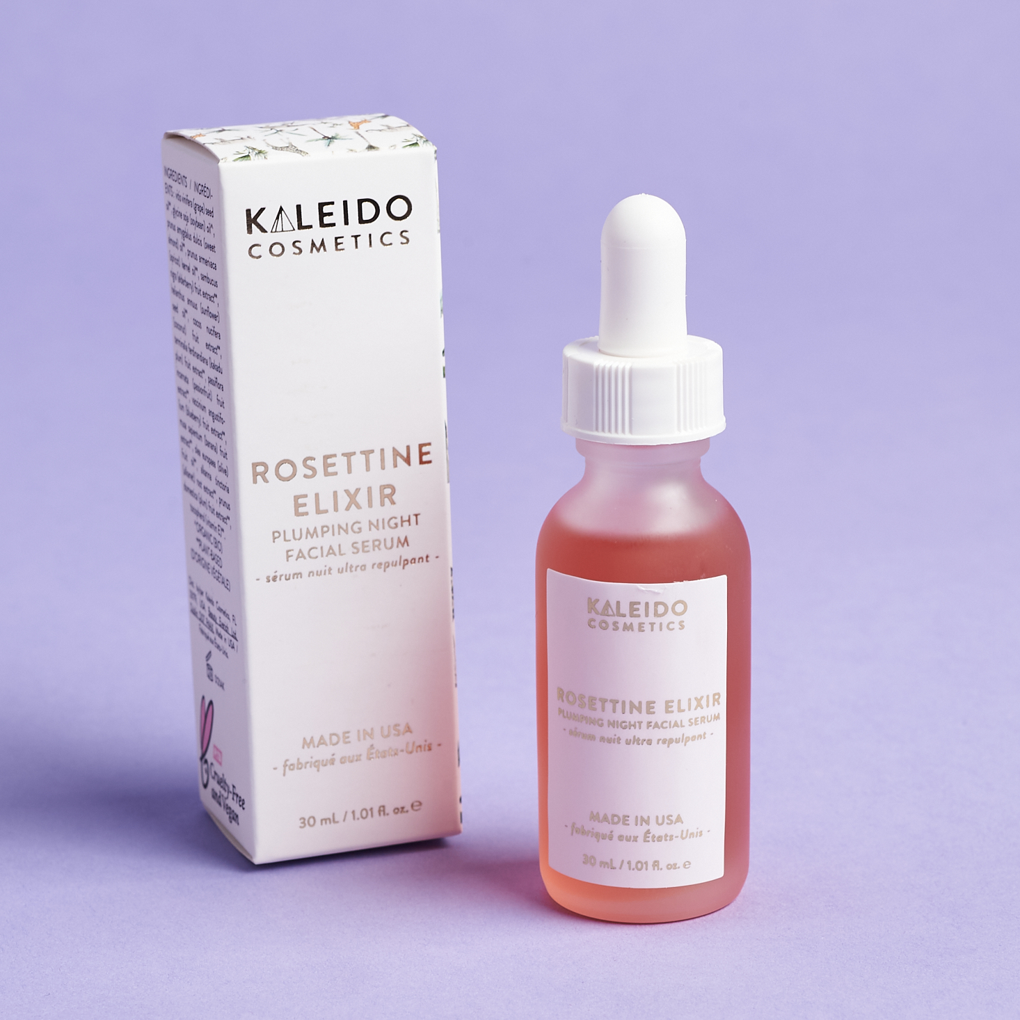 Front of Kaleido Cosmetics Rosettine Elixir for Nourish Beauty Box July 2021