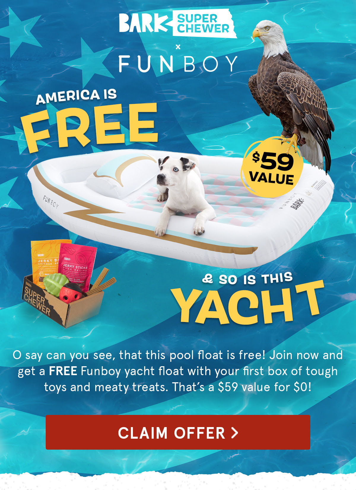 BarkBox Super Chewer Deal–Get a FREE Free FUNBOY Yacht Pool Float While Supplies Last!