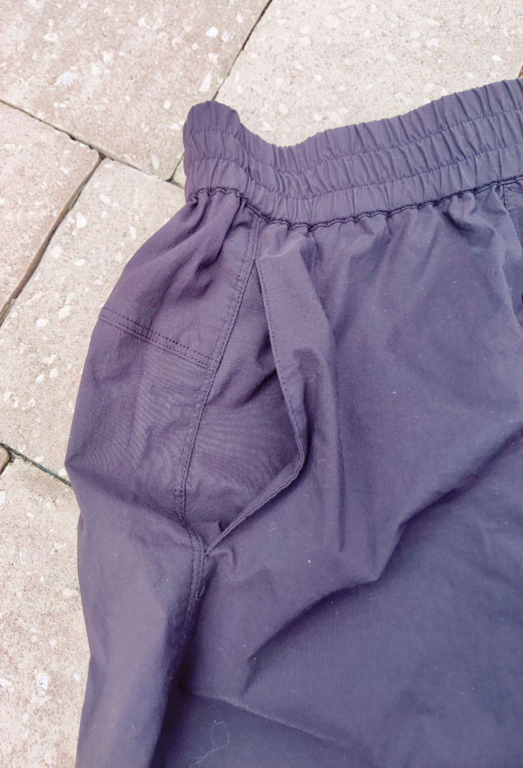 pocket and close-up view of Universal Standard sunny swim shorts