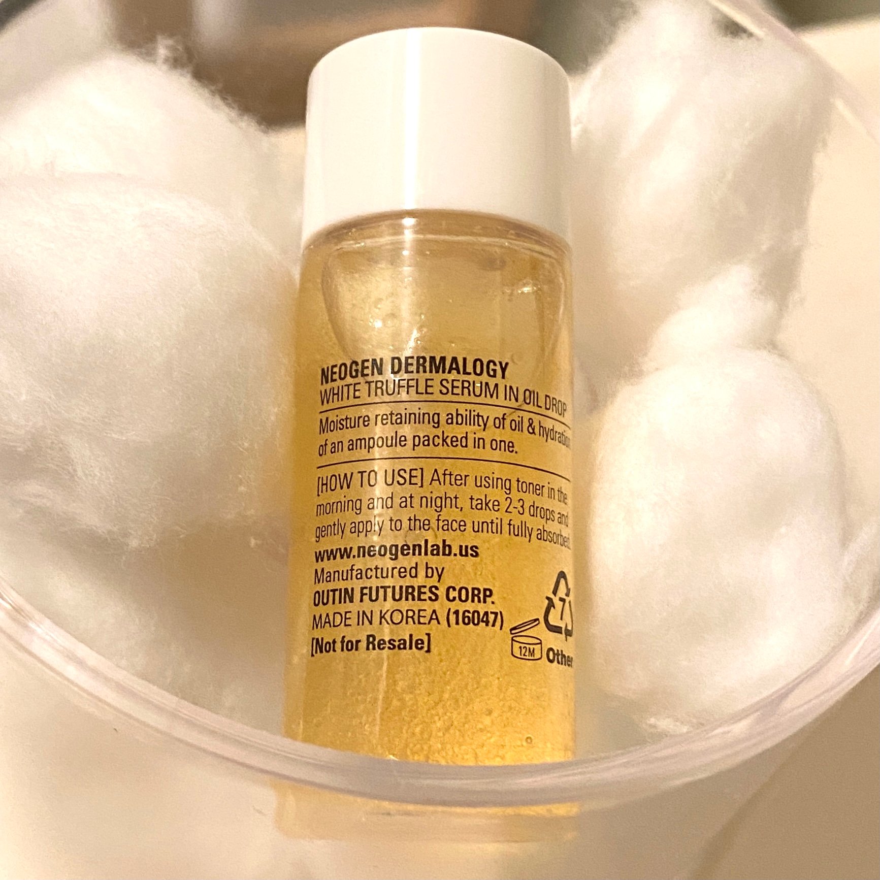 Back of Neogen Dermatology White Truffle Serum in Oil Drop for Ipsy Glam Bag July 2021