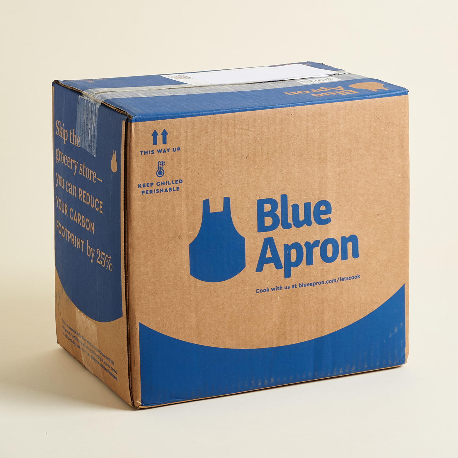 blue apron cardboard box