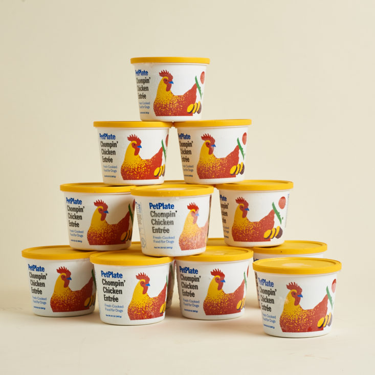 pet plate containers stacked in a pyramid