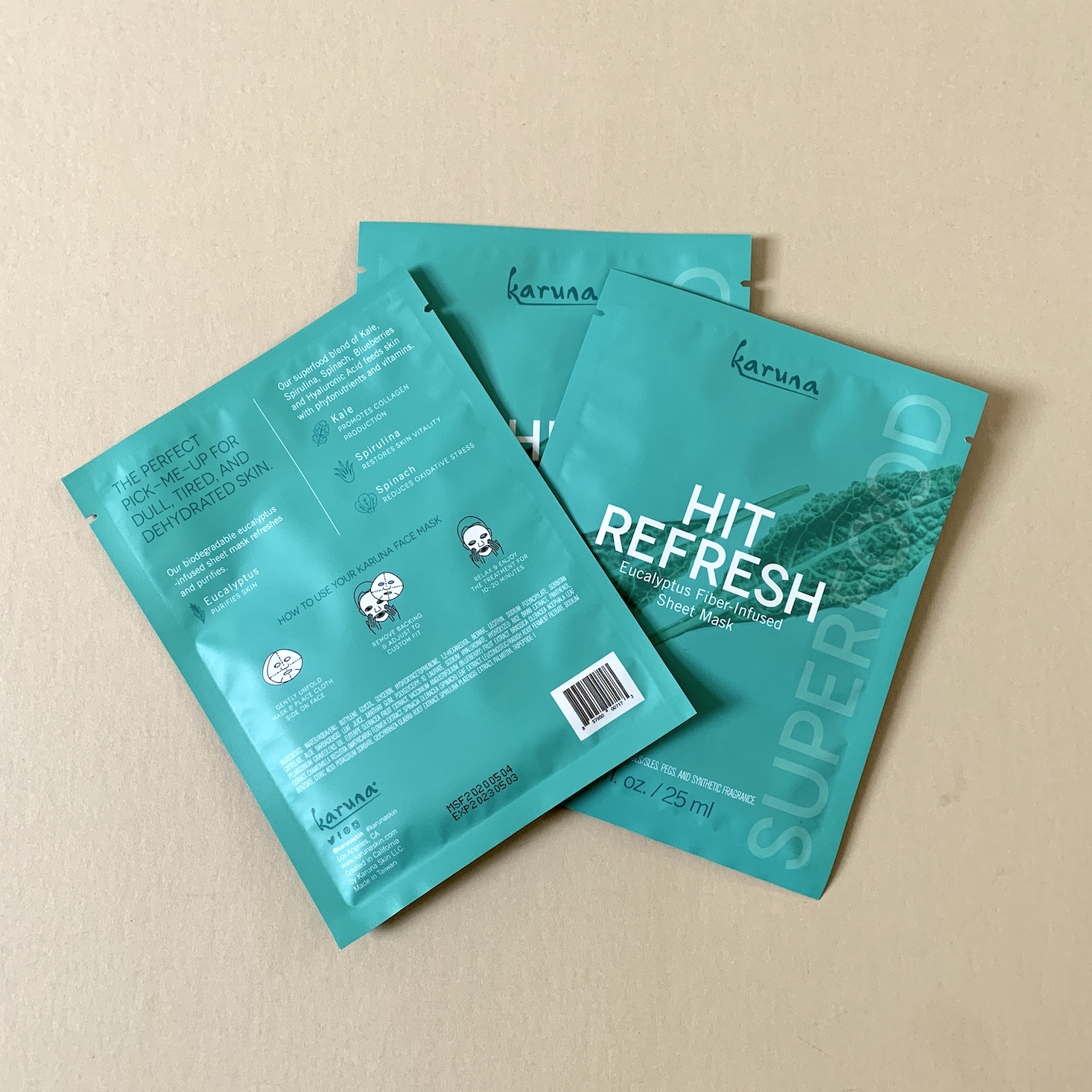 Karuna 3 Hit Refresh Green Sheet Masks