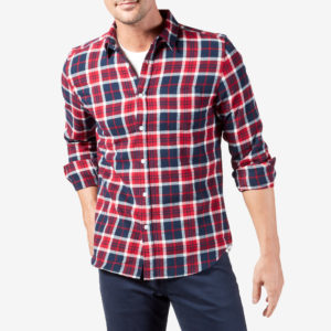 man's torso with flannel shirt on it